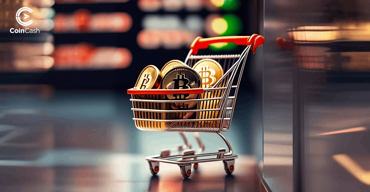 Bitcoin logos in a big shopping cart
