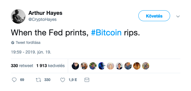 Crypto Hayes Twitter bejegyzése a FED-ről és a bitcoinról.