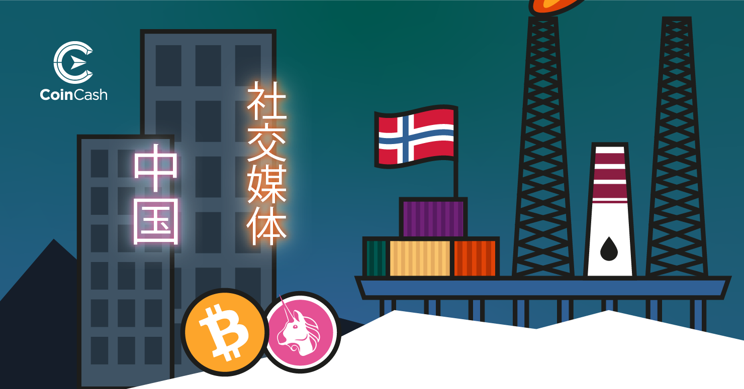 Kínai jelek, bitcoin, uni, norvég zászló.