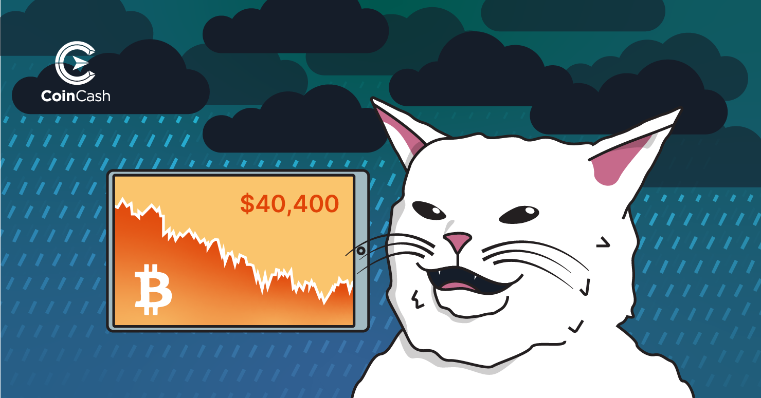 Bitcoin árfolyam és elégedetlen kínai macska a képen.