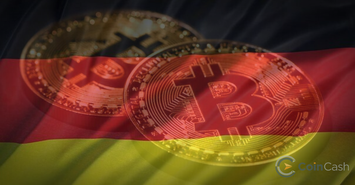 Német zászló és bitcoin érme. 