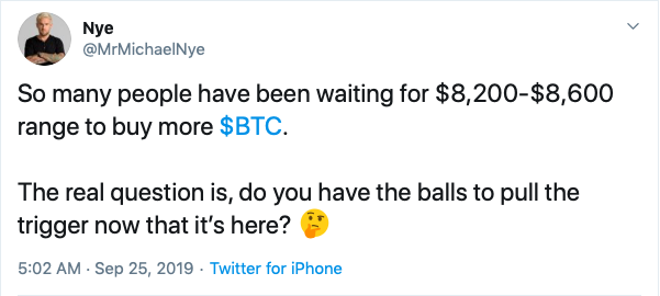 Nye tweetje a bitcoin árfolyamról.